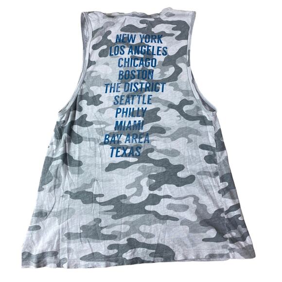 Womens Soulcycle Camouflage Muscle Tank Top Sz XS Grey Blue Graphic Print Camo - Picture 7 of 9